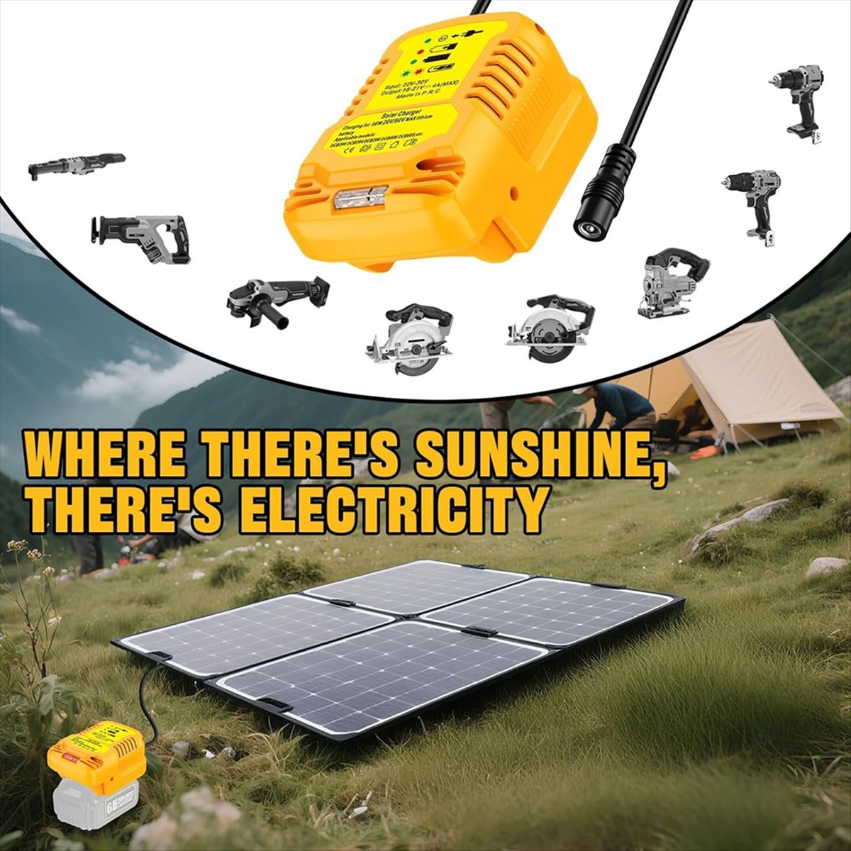 Usb Charger Dynamo - Adaptador Carregador Solar para Bateria Dewalt