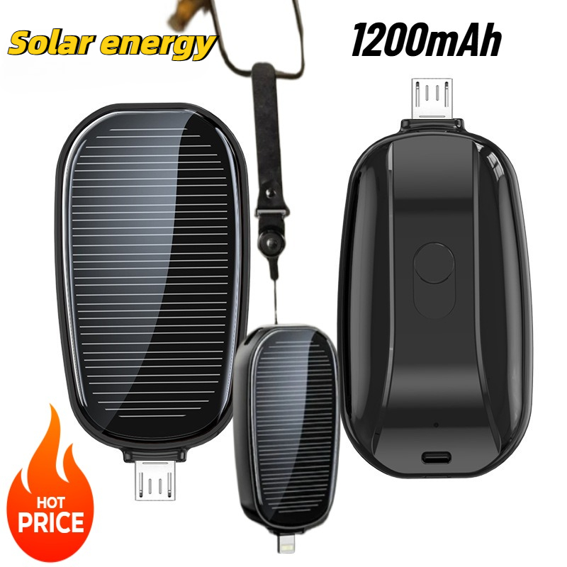 Usb Charger Dynamo - Mini carregador portátil solar de 1200mAh,