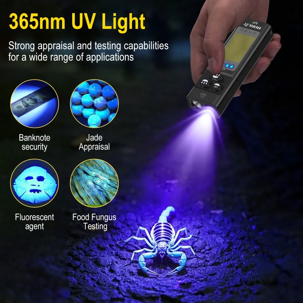 Boruit u7 uv led edc lanterna  - Cycling To Work avaliação e preço