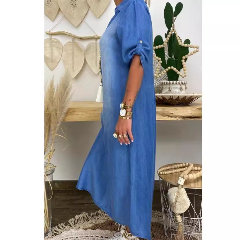 Vestido Jeans Feminino Solto,  - Cycling Commute Outfit avaliação e preço